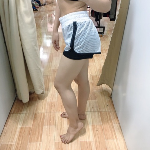 Quần short thể thao Boxer Laser 2 lớp cho Nữ, đồ tập gym, aerobic, thể dục