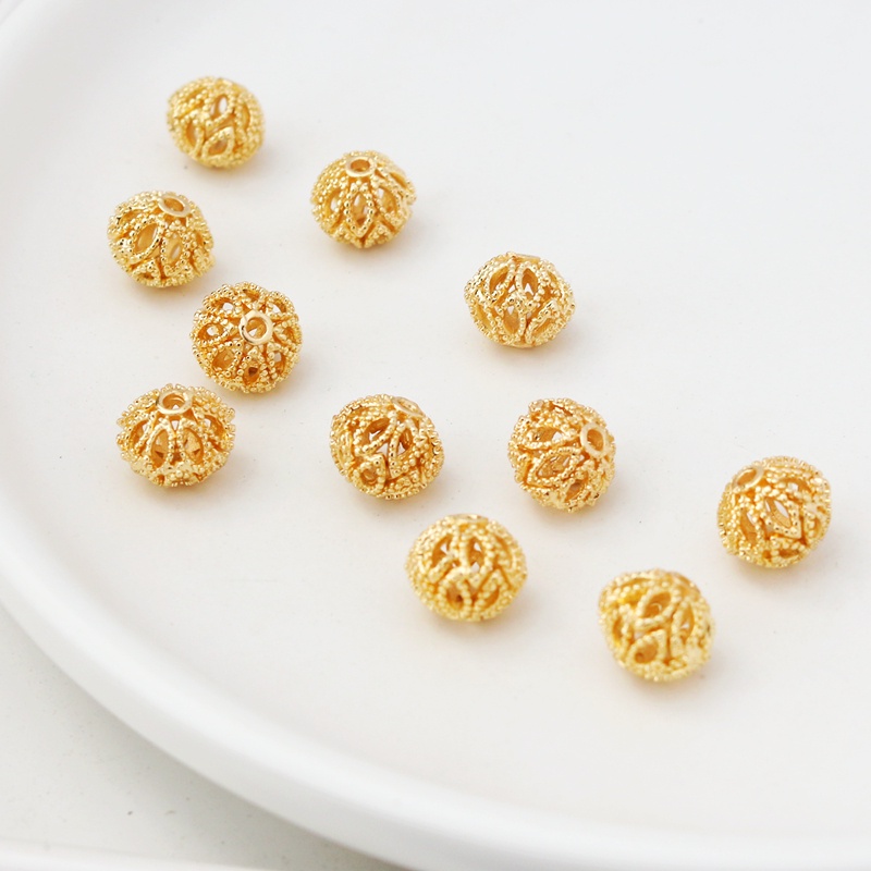 Hạt Xâu Làm Trang Sức Hình Tròn Màu Vàng 14k 8.5 * 10mm