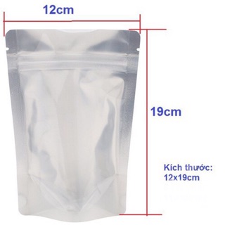100gram túi zipper mặt trong & mặt bạc đáy đứng