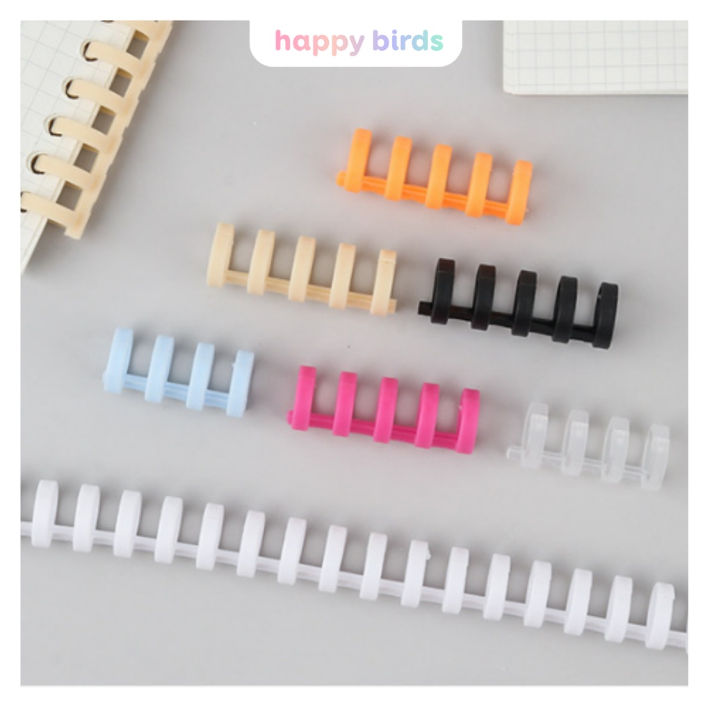 Thanh còng nhựa binder làm sổ còng, kẹp tài liệu đường kính 12mm 30 còng HappyBirds