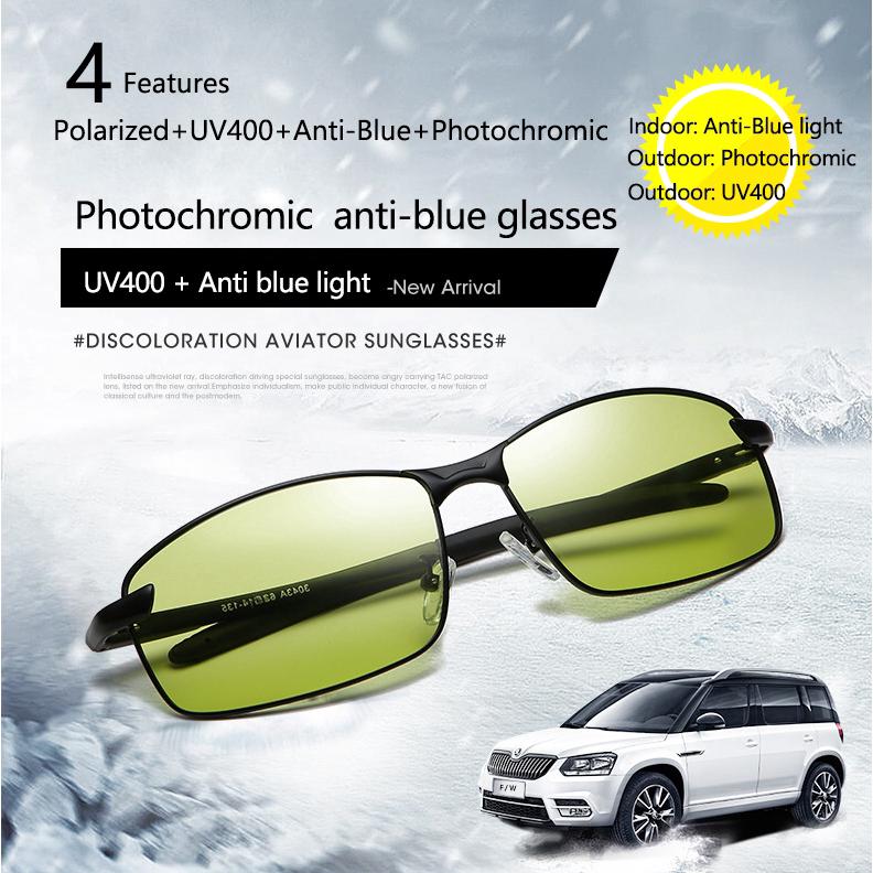 Transition Photochromic Gaming Glasses Polarized SunGlasses Filter Computer Blocking Anti Blue Light Eyestrain Women Men