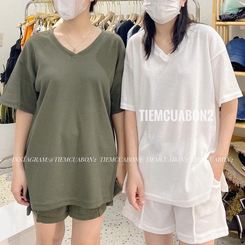 [Hàng sẵn] SET THỂ THAO GỒM ÁO CỘC TAY VÀ QUẦN SOOC CHẤT TỔ ONG ĐẸP