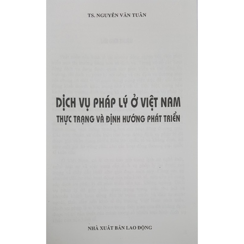 Sách - Dịch Vụ Pháp Lý Ở Việt Nam, Thực Trạng Và Định Hướng Phát Triển