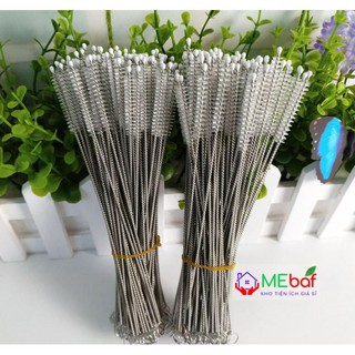 Que chổi cọ dây hút bình sữa, hút mũi cho bé bằng inox, Cọ ống hút, cọ bình sữa