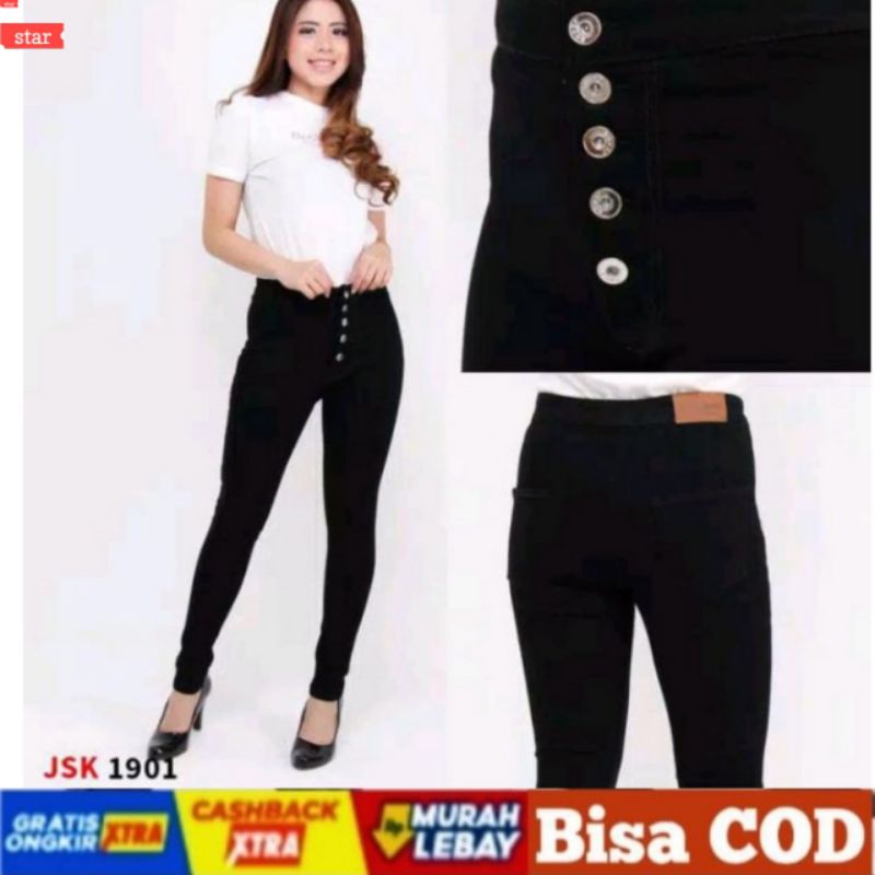 Quần Jean Có Nút Lưng Cao Co Giãn 5 / / Eo Cao Size 27-34