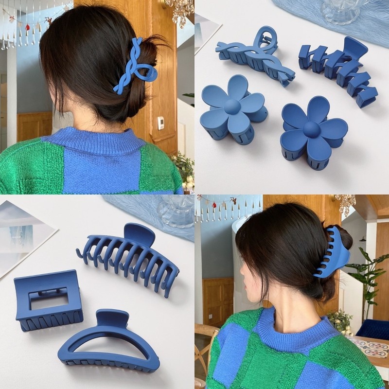 Kẹp Tóc Móng Vuốt Bằng Acrylic Màu Xanh Dương Thời Trang Hàn Quốc