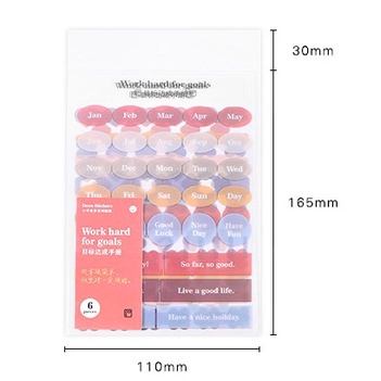 SET 6 TỜ STICKER NGÀY THÁNG, SỐ, CHỮ NHIỀU MÀU CUTE