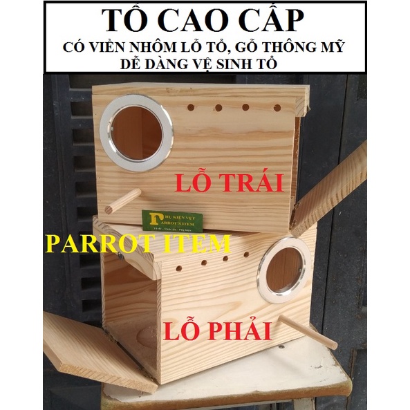 TỔ ĐẺ COCKATEIL, NG.ỰC HỒNG, GREEN CHECK CAO CẤP CÓ VÒNG ỐP NHÔM LỖ TỔ 30*20*20