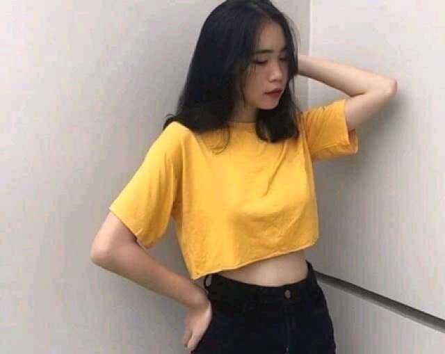 Áo Croptop Trơn Form Rộng/Áo Croptop Basic Oversize Clip Thật