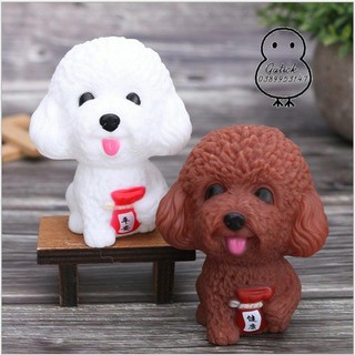 Chó xù, chó trắng nâu, chó lucky trang trí bánh sinh nhật, topper cake