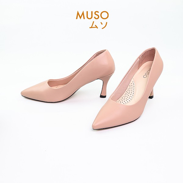 Giày Cao Gót MUSO 7cm Mũi Nhọn Kiểu Dáng Basic Da Lì Mềm