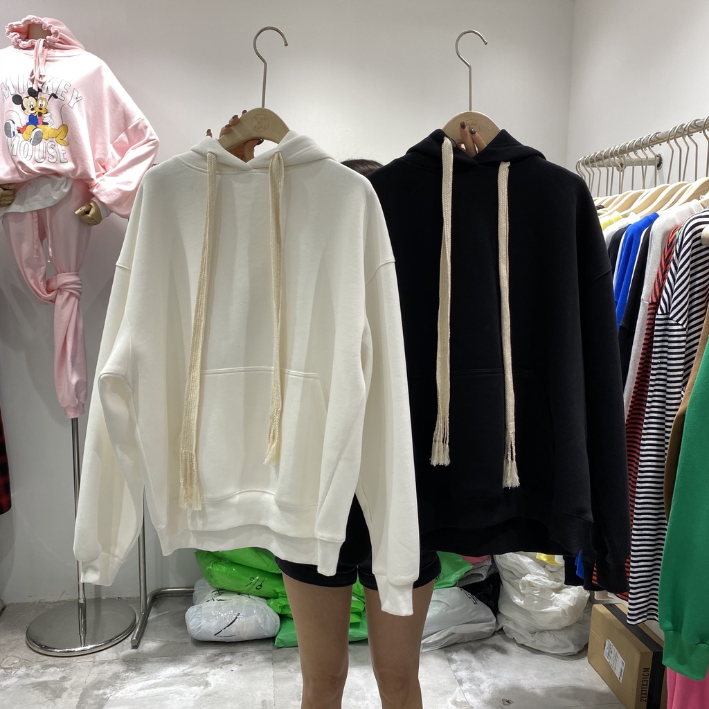 Áo hoodie nam nữ form rộng dây to màu trơn áo nỉ bông HNDHD03 | BigBuy360 - bigbuy360.vn