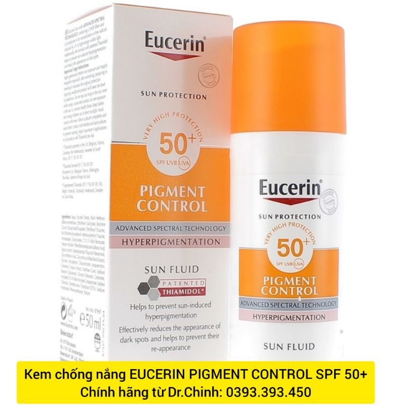 [ HÀNG CHÍNH HÃNG ] Kem Chống Nắng Eucerin Pigment Control Sun Fluid SPF 50+ 50ml
