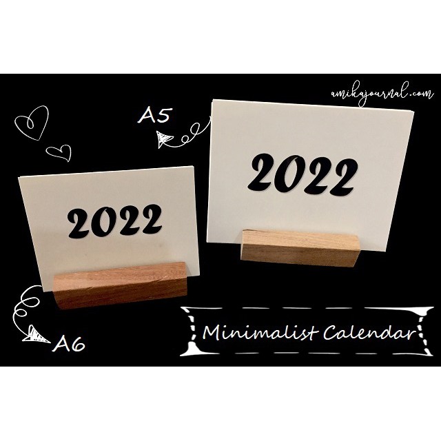 Lịch năm 2022 có âm lịch -MINIMALIST CALENDAR BY amika - Đế gỗ tự nhiên trang trí bàn học (MIỄN PHÍ in tên riêng, quote)