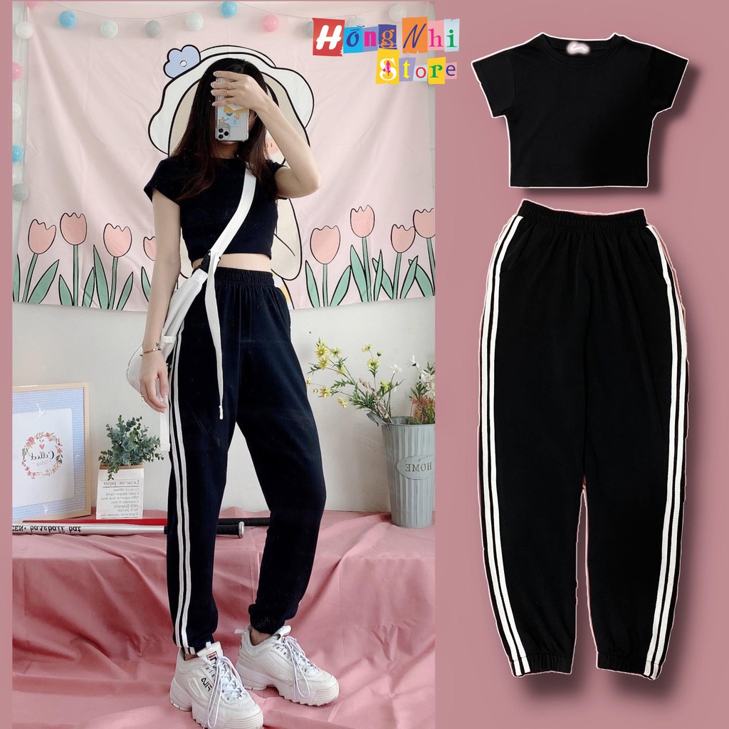 Quần Jogger Line Ulzzang Unisex Jogger Đen 2 Sọc Trắng Dáng Rộng - MM