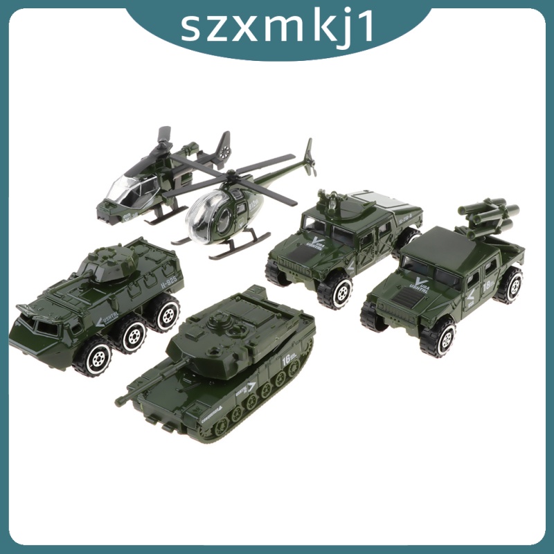 Look at me 6 in 1 Assorted 1/87 Metal   Vehicle Model Kids Tank Jeep Army Toys