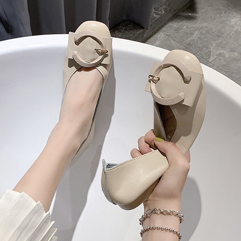 Giày Búp Bê Mũi Vuông Size Lớn 35-43 Thời Trang Mùa Hè Hàn Quốc Cho Nữ Size 41-42