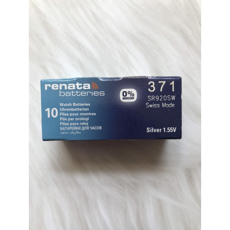 Hộp 10 viên pin đồng hồ Renata 920 371 SR920SW AG6 silver oxide 1.55V chính hãng Renata Thụy Sĩ