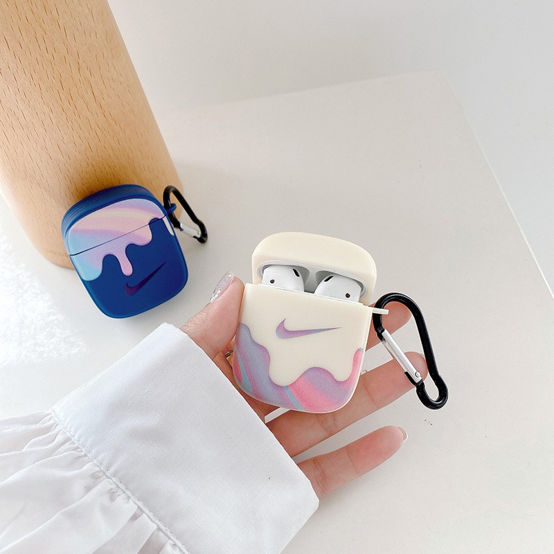 Vỏ Bảo Vệ Hộp Sạc Tai Nghe Bluetooth Không Dây Bằng Silicon Mềm Hình Nike Màu Nước Cho Airpods 1 / 2 Pro