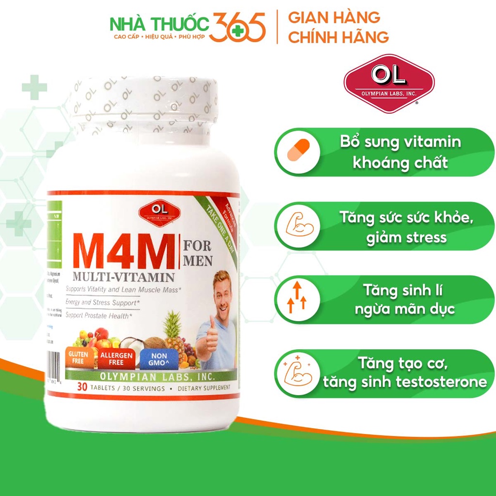 Viên Uống Bổ Sung Vitamin Cho Nam Giới Olympian Labs M4M Multi-Vitamin For Men 30 Viên