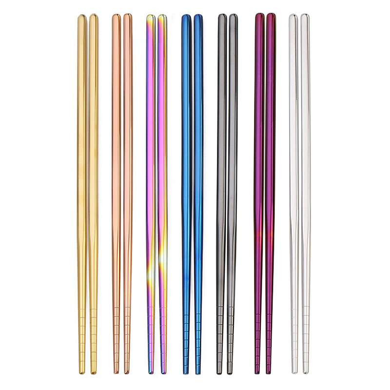 Ready Stock High-Grade 304 Stainless Steel Chopsticks Korea Sell Well ChopsticksTitanium Gold Titanium Silver Colorful Chopsticks