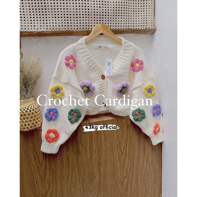 [Crochet Cardigan] Khoác len hoa nổi màu sắc hot trend
