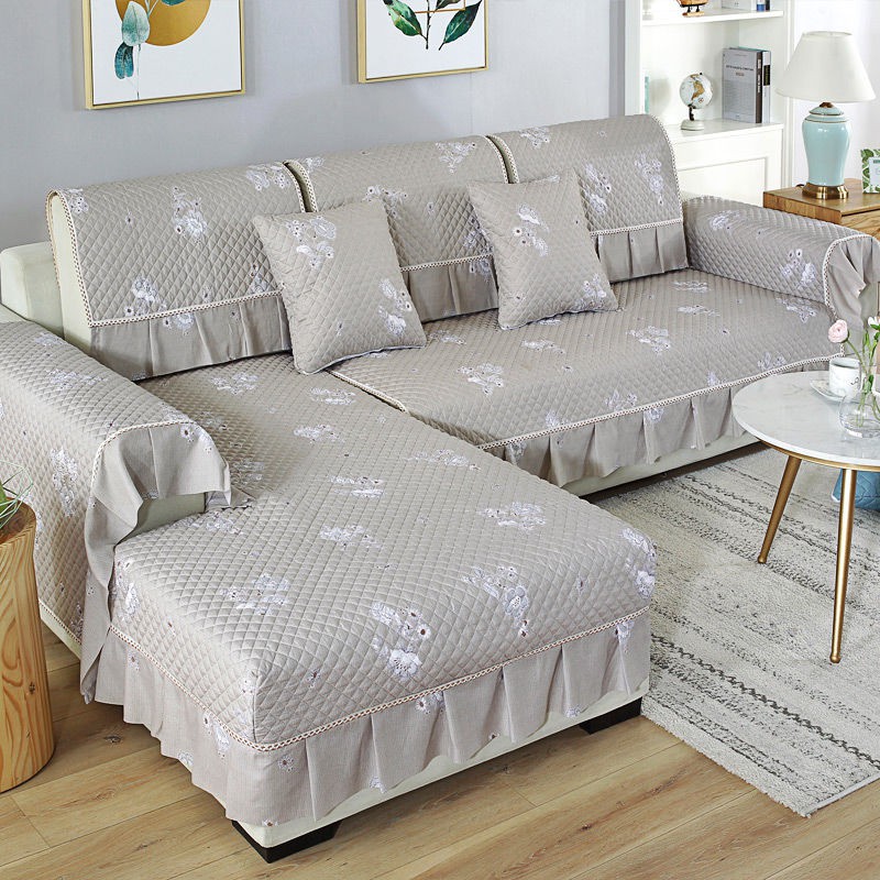 Vỏ Bọc Đệm Ghế Sofa Vải Cotton Màu Trơn Chống Trượt Phong Cách Châu Âu Đơn Giản