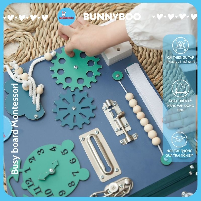 Bảng Bận Rộn Busy Board Đồ Chơi giáo Dục Ngôi Nhà Nhỏ BUNNYBOO Thông Minh giúp Bé giải Trí Phát Triền Kĩ Năng Tư Duy