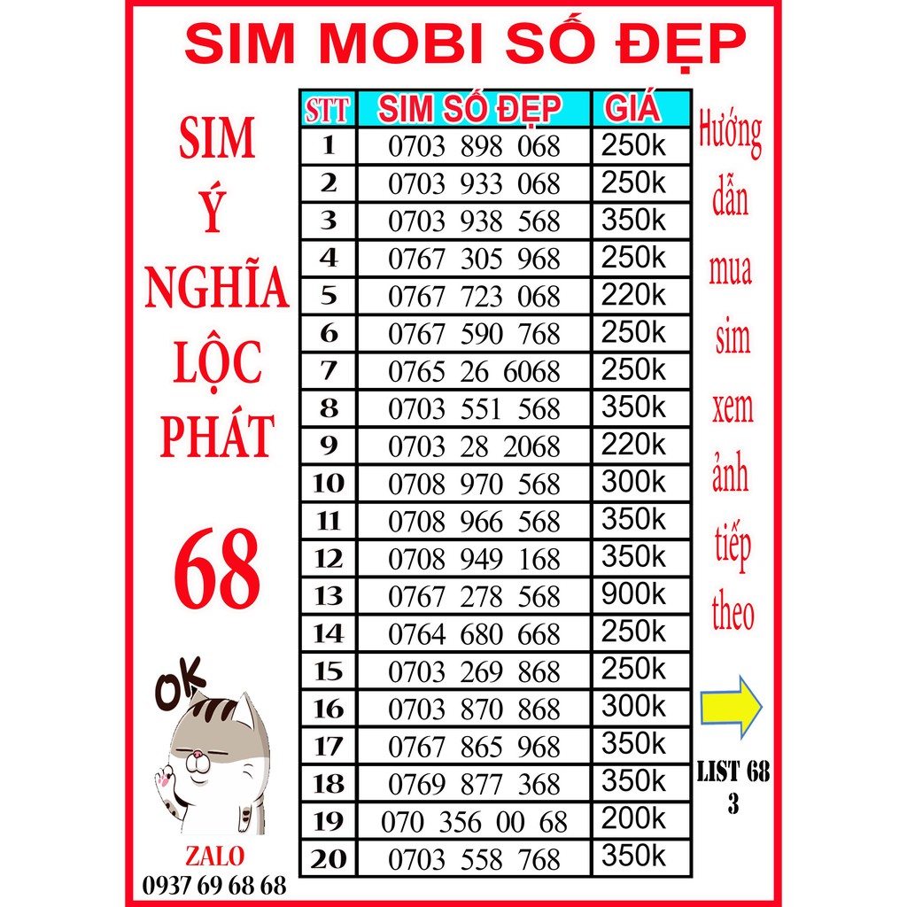 SIM MOBI SỐ ĐẸP 💖 ĐUÔI 68 LỘC PHÁT 💖LIST3