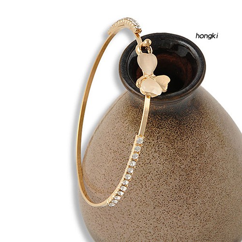 CLOVER Vòng Tay Mạ Vàng Mặt Hình Cỏ Ba Lá Đính Đá Lấp Lánh Cho Nữ