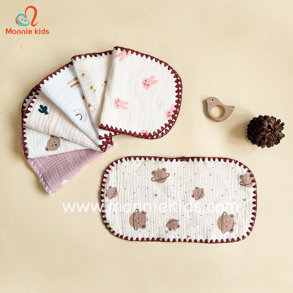 GỐI MỎNG LÓT THẤM HÚT MỒ HÔI VẢI XÔ MUSLIN MOCHEE KÍCH THƯỚC 15X30CM