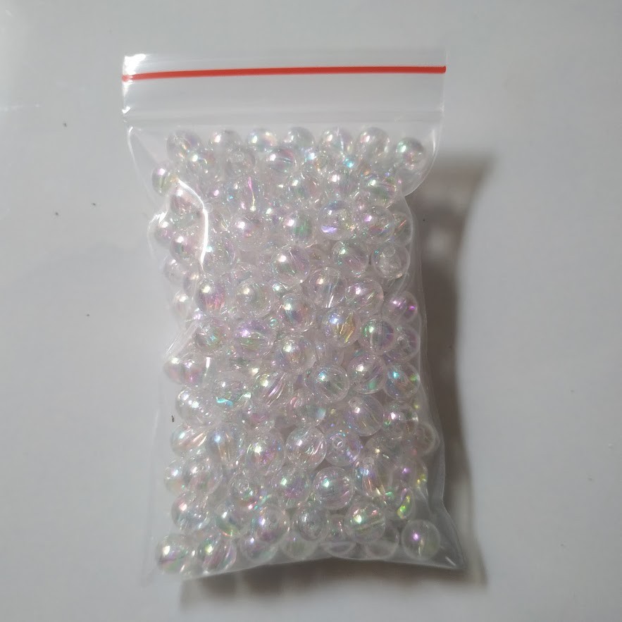 50gr hạt nhựa tròn xà cừ 8mm (loại hạt trong ánh màu)