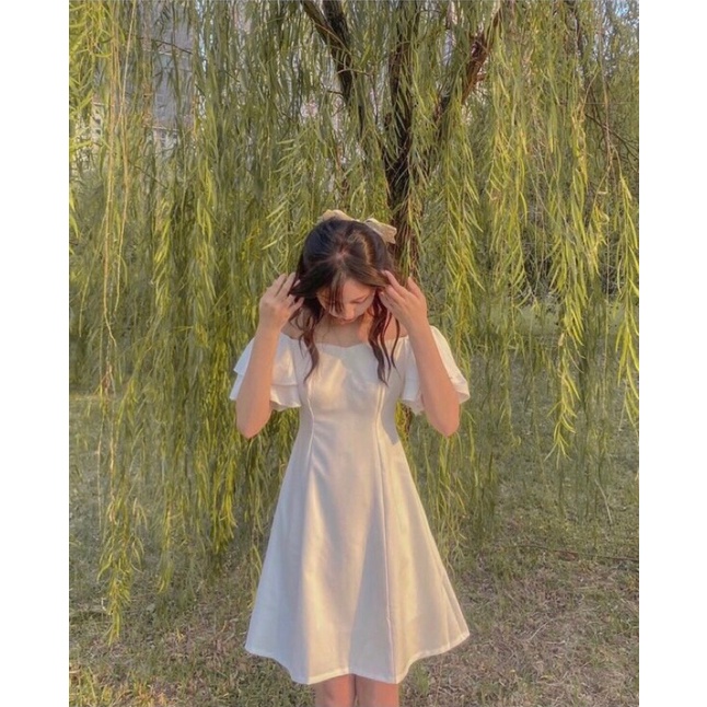Váy xoè 🌸 Đầm trễ vai màu trắng tay bồng style Hàn Quốc Ulzzang dành cho nữ PHULA V05 | BigBuy360 - bigbuy360.vn