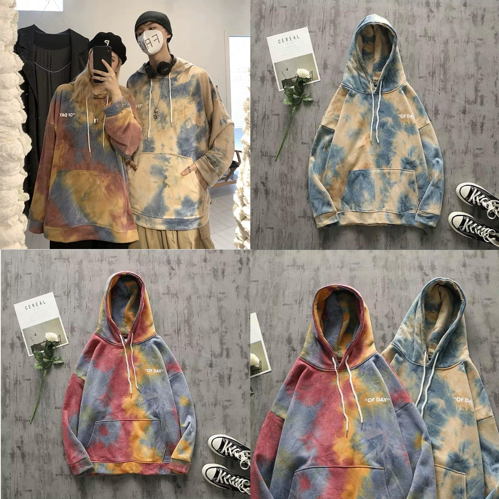 [Mã 12FASHIONSALE1 giảm 10K đơn 50K] Hoodie nam đẹp loang "OF DAY" hot trend 2 màu cực đẹp