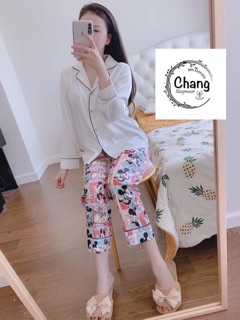 Bộ pijama lụa satin dài tay