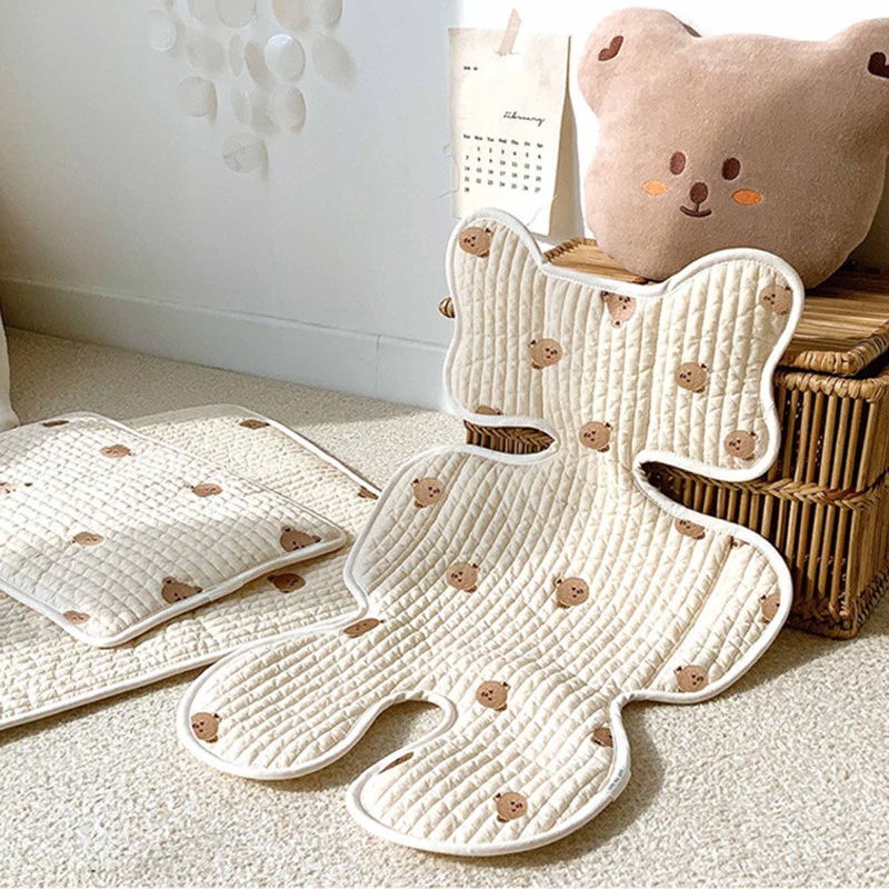 Đệm Lót Xe Đẩy Em Bé Chất Liệu Cotton Phối Lưới 3D Thoáng Khí Mềm Mại Tiện Dụng