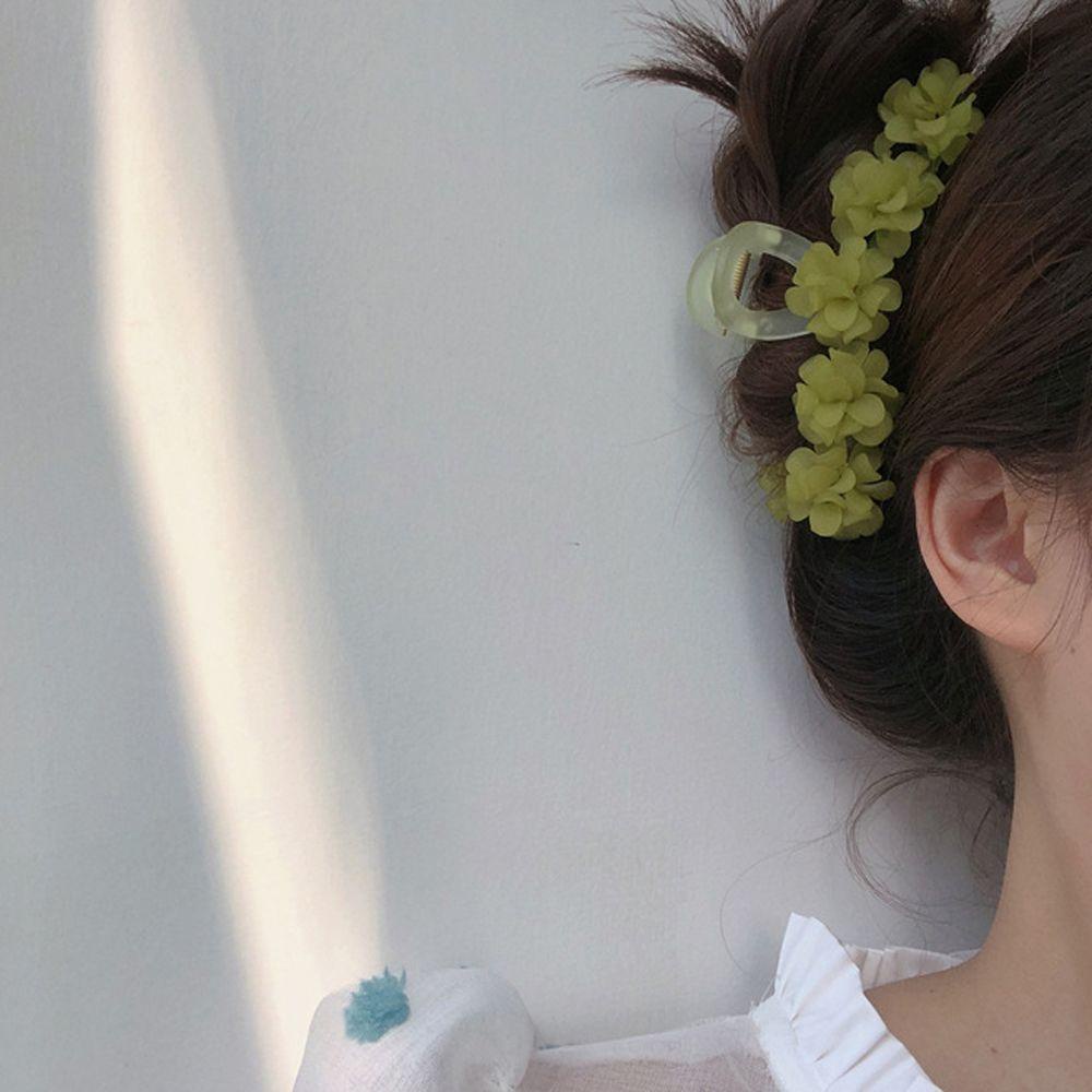 Kẹp Tóc Càng Cua Hình Hoa Màu Xanh Lá Phong Cách Cổ Điển Thời Trang Cho Nữ
