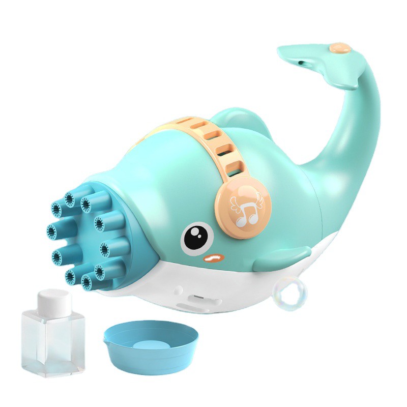 Súng bắn bong bóng cá heo 10 nòng cho bé - Cá Heo thổi bong bóng xà phòng hình đồ chơi trẻ em ngoài trời