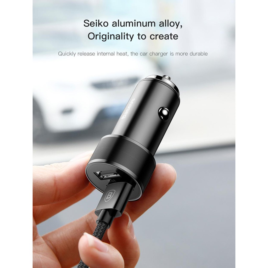 Sạc Điện Thoại 2 Cổng USB 5V 3.4A Trên Ô Tô - Baseus Small crew Car Charger, Chính Hãng siêu bền | BigBuy360 - bigbuy360.vn