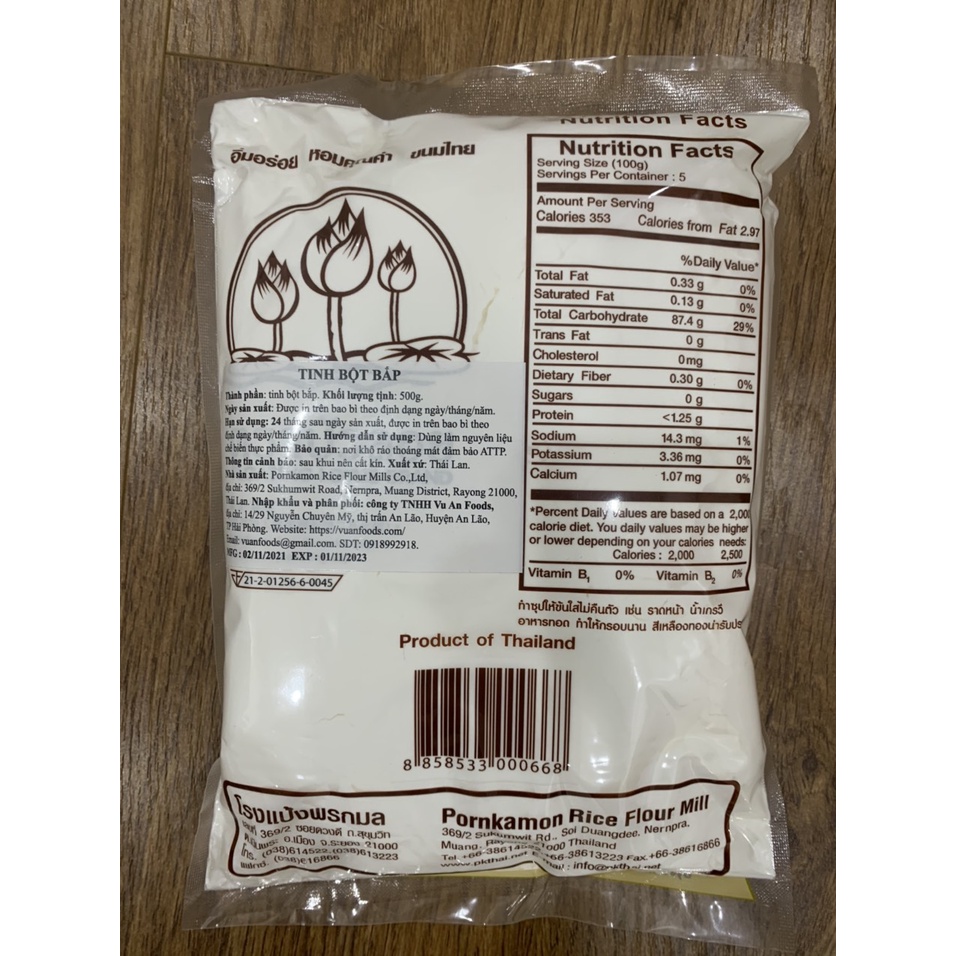 Tinh Bột Bắp Thái Lan Loại Mịn Nhất Gói 500Gr