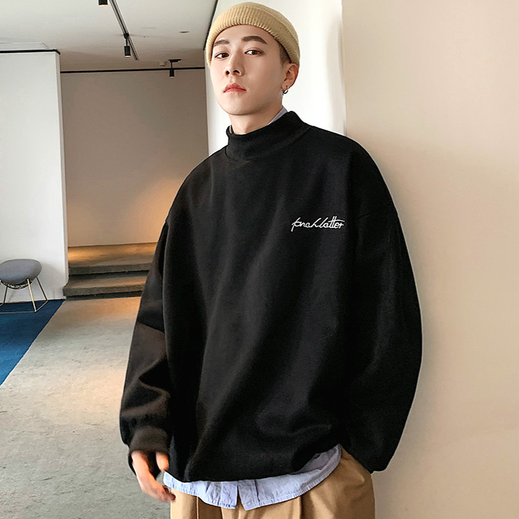 [ Mã 12FASHIONSALE1 giảm 10K đơn 50K ] Áo Nỉ Dài Tay Cổ Cao Cá Tính Thời Trang Hàn Cho Nam