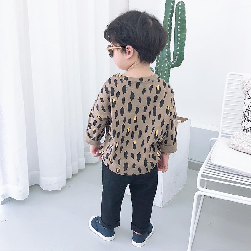 Áo Thun Dài Tay Họa Tiết Da Báo Đáng Yêu Hợp Thời Trang Cho Bé