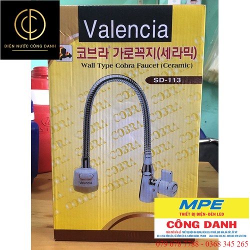 Vòi Rửa Chén Valencia Hàn Quốc Ống Lò Xo xoay 360 Độ Kèm Đầu Vòi Tăng Áp 2 Chế Độ