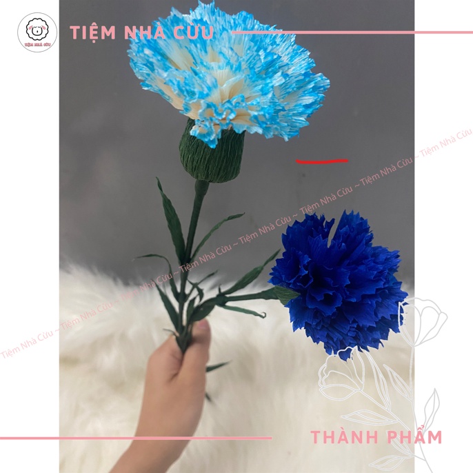 Bộ nguyên liệu làm hoa cẩm chướng bằng giấy nhún 1 bông
