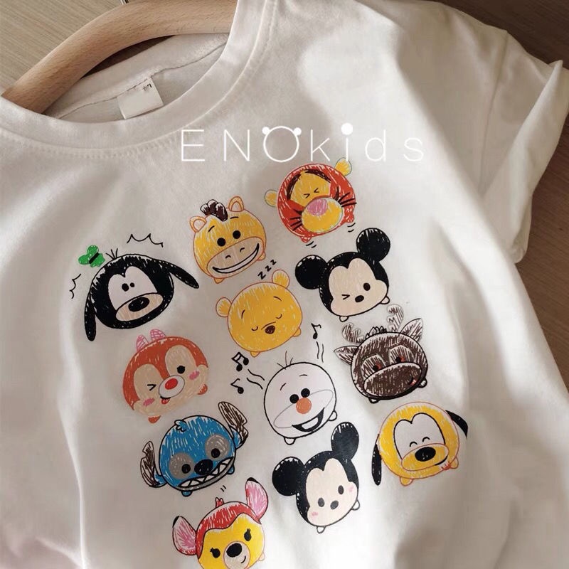 Áo Thun Cotton Sáp Mềm Ngắn Tay Dáng Rộng In Hình Hoạt Hình Kiểu Nhật Hàn Thời Trang Mùa Hè 22 Cho Bé Trai / Gái