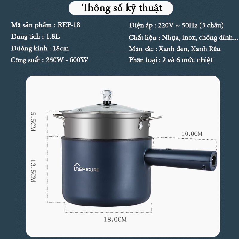 Chảo điện đa năng chống dính 2 tầng cao cấp, Chảo lẩu mini 6 mức nhiệt, chiên, rán, xào, nấu cơm...đều được -BH 12 tháng