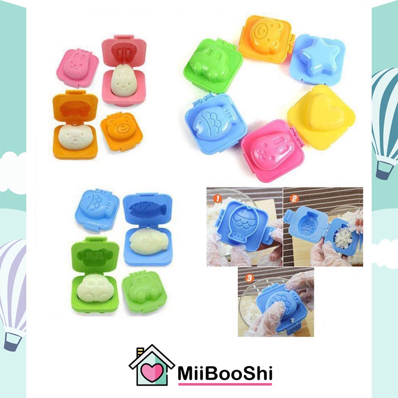 Khuân cơm bộ 6 khuôn tạo hình cơm trứng làm bánh cho bé ăn dặm nhiều màu MiibooShi SD987