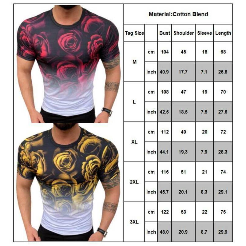 Men's T Shirt Slim Fit Short Sleeve Crew Neck Summer Fitness Tee