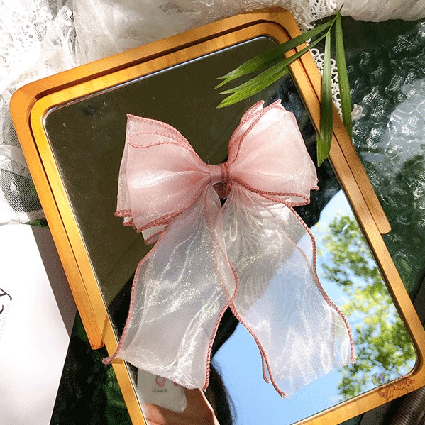 Kẹp Tóc Nơ Đính Ngọc Trai Phong Cách Hàn Quốc Xinh xắn