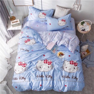 Set chăn ga gối cotton poly hình Kitty